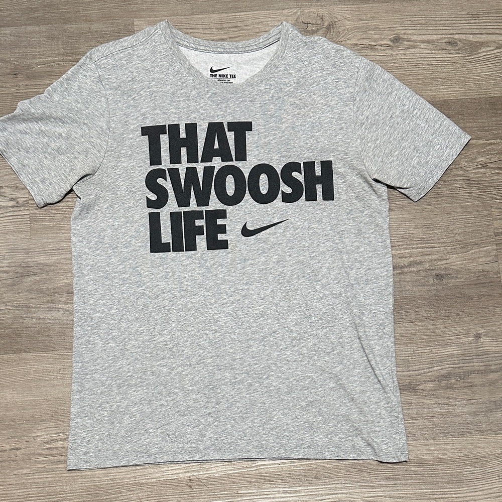 Nike Men's Short Sleeve Gray Tee - That Swoosh Life DRI-FIT